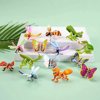 Sepetvakti™ Eğitici 3D Hayvan Figürlü Puzzle Oyuncak - Çocuk Maket Aktivite Seti